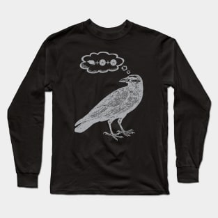 Raven Thinking of Food - Wingspan Bird Board Game (Gray) Long Sleeve T-Shirt